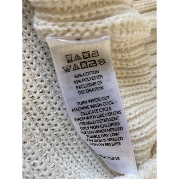 CYNTHIA ROWLEY Cherry Embroidered Sweater Sz S New Ivory Red Crochet Fruit Cute - Picture 7 of 7